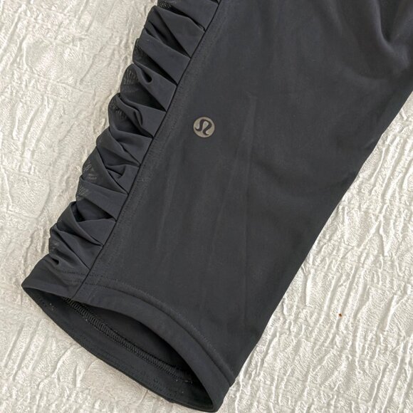 Lululemon Sharp Turns Crop 17" Luxtreme Blue Tied Grey Ruched Running Leggings 4 - Picture 10 of 13